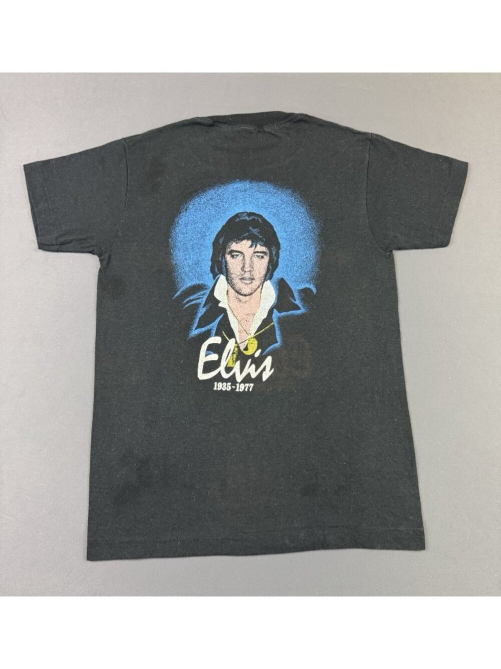 Rare Vintage 70s 80s Elivs Presley Memorial Shirt Band Tee Music Portrait Art